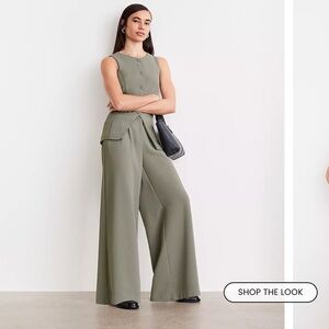 LOFT Versa Crepe Drape High Neck Vest and LOFT Versa Crepe Drape Palazzo Pant